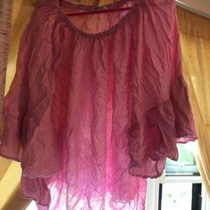 Long shirt wrinkled bell sleeves off the shoulder